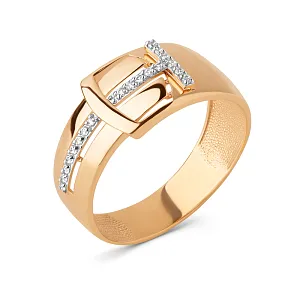 Кольцо из красного золота с фианитами