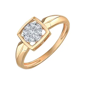 Кольцо из красного золота с бриллиантами