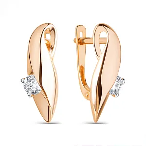 Серьги из красного золота с фианитами