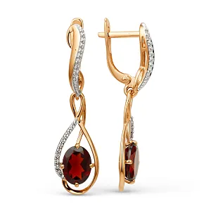 Серьги из красного золота с гранатами