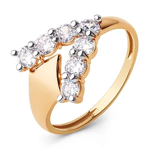 Кольцо из красного золота с фианитами