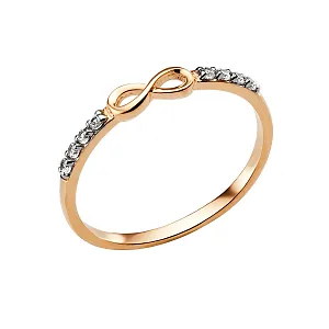 Кольцо из красного золота с фианитами