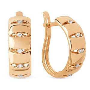 Серьги из красного золота с фианитами