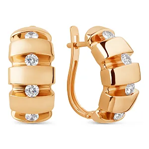 Серьги из красного золота с фианитами