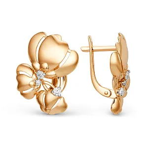 Серьги из красного золота с фианитами