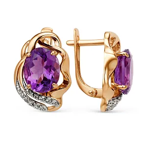 Серьги из красного золота с аметистами