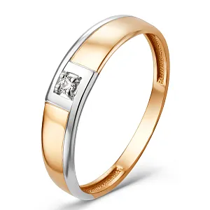 Кольцо из красного золота с фианитом