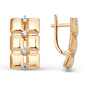 Серьги из красного золота с фианитами