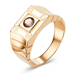 Кольцо из красного золота с раухтопазом