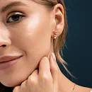 Серьги пусеты из красного золота с фианитами