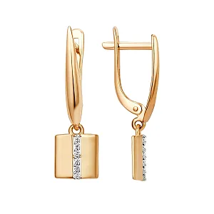 Серьги из красного золота с фианитами