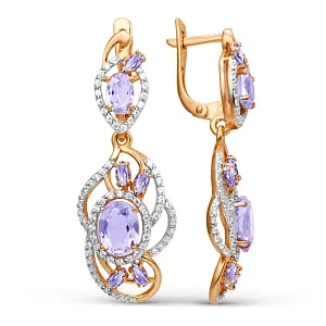 Серьги из красного золота с аметистами