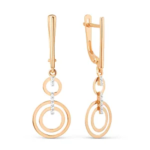 Серьги из красного золота с фианитами