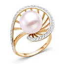 Кольцо из красного золота с фианитами