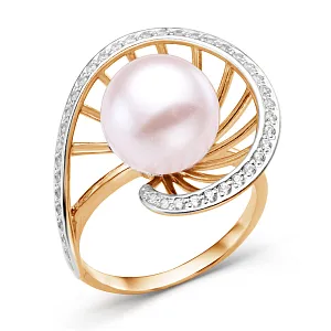 Кольцо из красного золота с фианитами