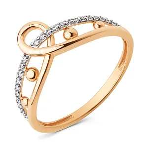 Кольцо из красного золота с фианитами