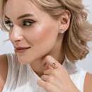 Серьги пусеты из красного золота с фианитами