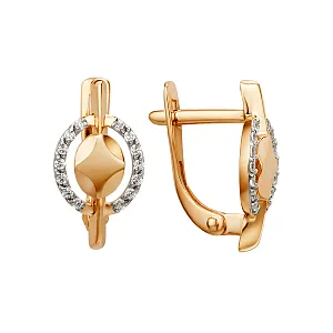 Серьги из красного золота с фианитами