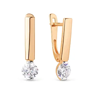 Серьги из красного золота с фианитами