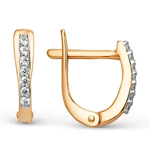 Серьги из красного золота с фианитами