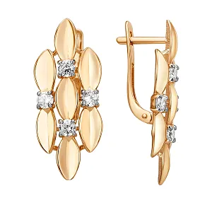 Серьги из красного золота с фианитами