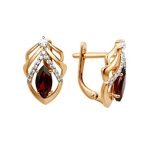 Серьги из красного золота с гранатами