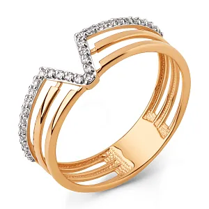 Кольцо из красного золота с фианитами