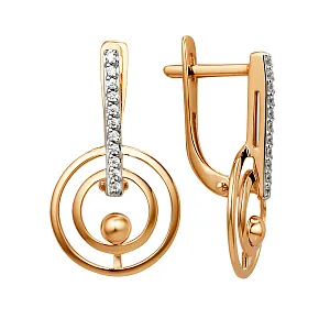 Серьги из красного золота с фианитами