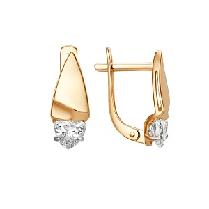 Серьги из красного золота с фианитами