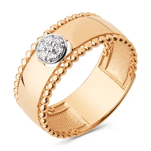 Кольцо из красного золота с фианитами