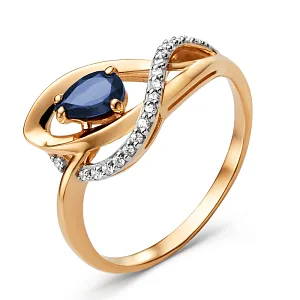 Кольцо из красного золота с корундом