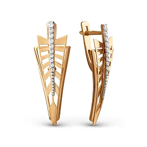 Серьги из красного золота с фианитами