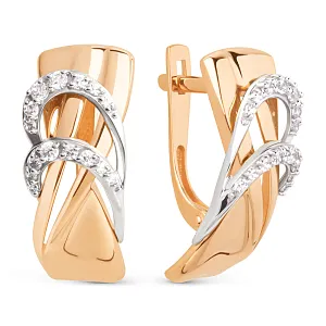 Серьги из красного золота с фианитами