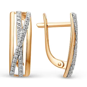 Серьги из красного золота с фианитами