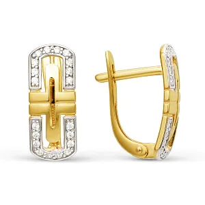 Серьги из желтого золота с фианитами