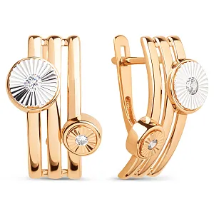 Серьги из красного золота с фианитами