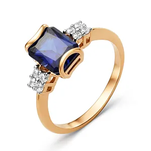 Кольцо из красного золота с корундом