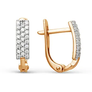 Серьги из красного золота с фианитами