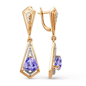 Серьги из красного золота с аметистами