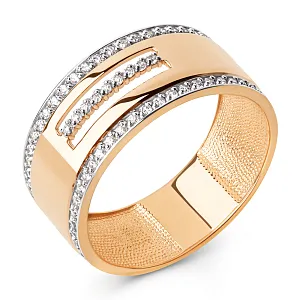 Кольцо из красного золота с фианитами