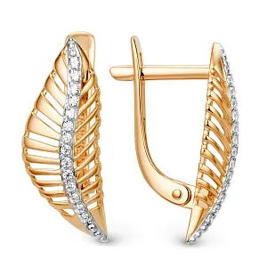 Серьги из красного золота с фианитами