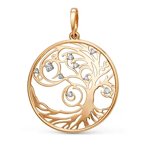 Подвеска из красного золота с фианитами