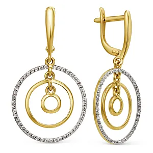 Серьги из желтого золота с фианитами