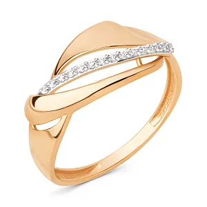 Кольцо из красного золота с фианитами