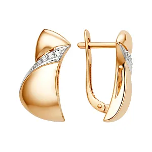 Серьги из красного золота с фианитами