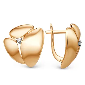 Серьги из красного золота с фианитами