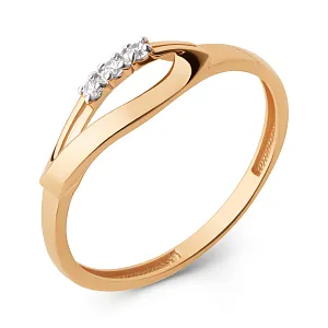 Кольцо из красного золота с фианитами