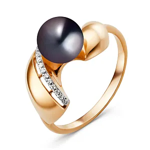 Кольцо из красного золота с фианитами