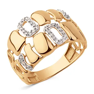 Кольцо из красного золота с фианитами