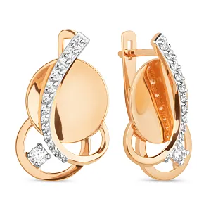 Серьги из красного золота с фианитами